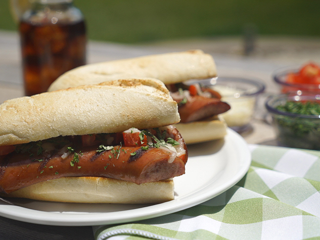 Grilled Tomato & Mozzarella Smoked Sausage Sandwiches - Eckrich