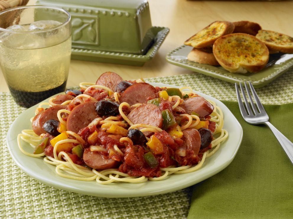 Smoked Sausage & Peppers Spaghetti Eckrich